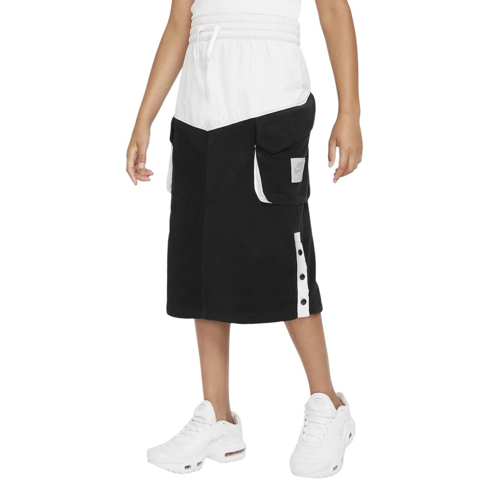 Nike Sportswear Fleece Cargo Pocket Skirt‎ Big Girls Small Black White